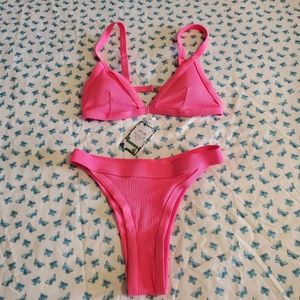Women's pink ribbed bikini size small .